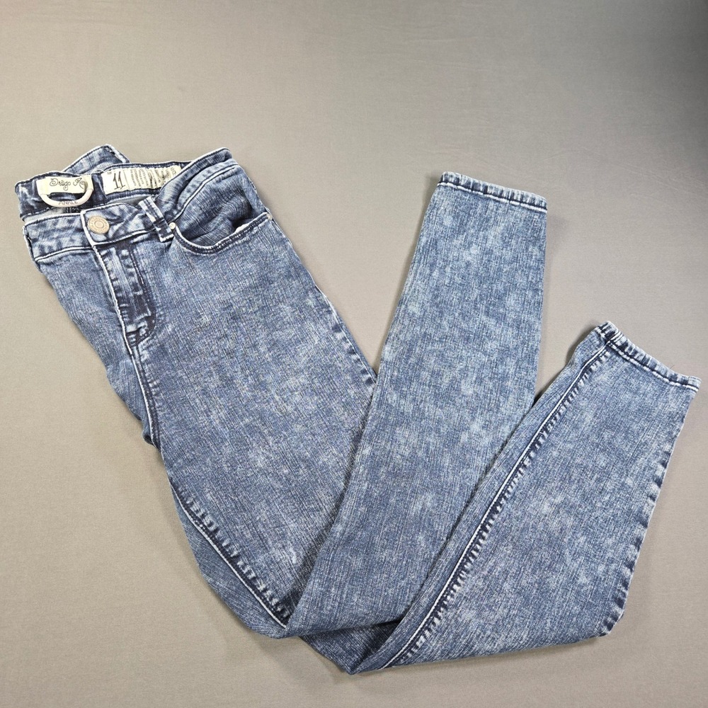 Indigo Rein Ankle Skinny Jeans Juniors 11 Blue Acid Wash High Rise Stretch Denim - Picture 3 of 8